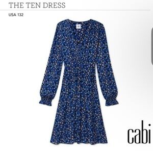 Cabi 5772 The Ten Dress Blue Floral Spring Summer Stretchy Knit Dress Size M